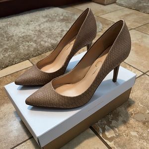 Jessica Simpson Snakeskin Nude Heels